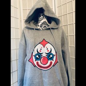 Hot Topic Gray Hoodie with Clown Graphic